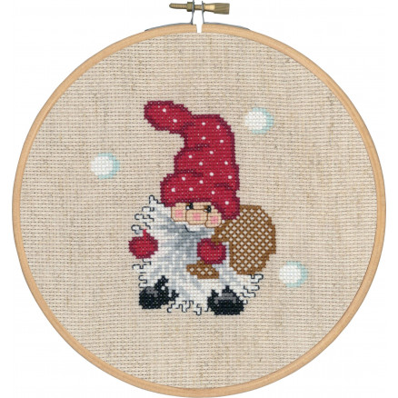 Permin Aida Nisse Broderikit med Sæk og Ramme Ø18cm