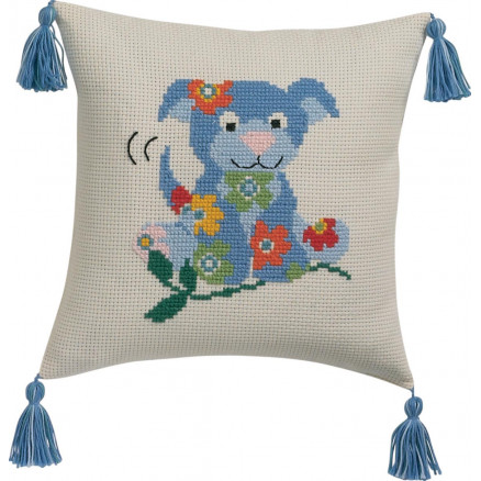 Permin Broderikit Aida Hundepude 30x30 cm - Håndarbejde