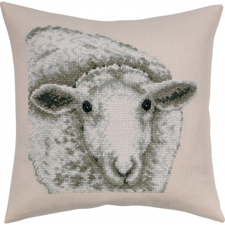 Permin Broderikit Aida Pude med Hvidt Får 40x40 cm