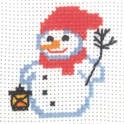 Permin Broderikit Aida Snemand med Lys - 10x10 cm