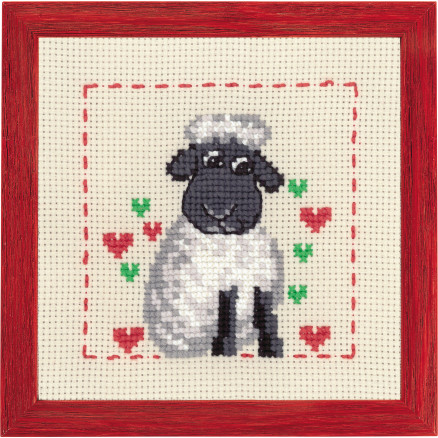 Permin Broderikit Aida til børn - Får 19x19 cm