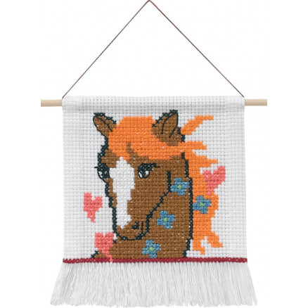 Permin Broderikit Aida til Børn - Hest 16x18 cm