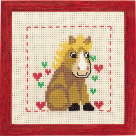 Permin Broderikit Aida til Børn - Hest 19x19 cm