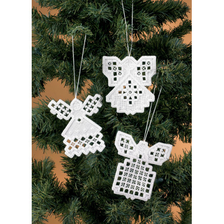 Permin Hardanger Broderikit Engle Hullet - 3 stk.