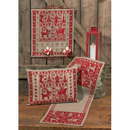 Permin Broderikit Hør Julekalender - Julestemning 45x50cm