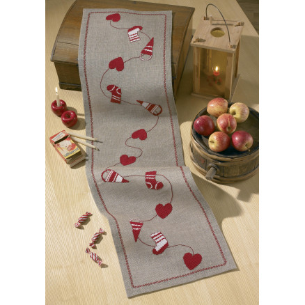 Permin Juleløber Broderikit i Linned 33x116cm