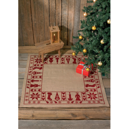 Permin Juletræstæppe Broderikit i Jute 122x122cm