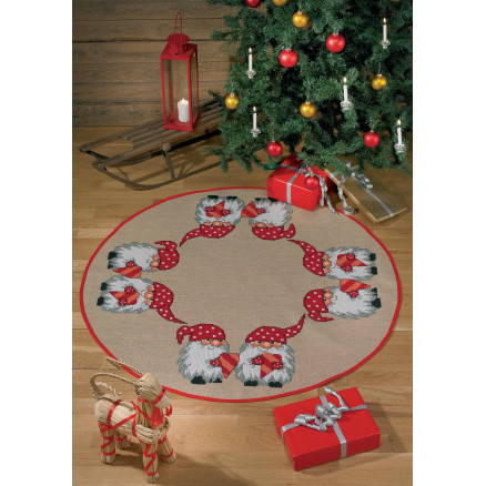 Permin Juletræstæppe Broderikit i Jute Ø118 cm