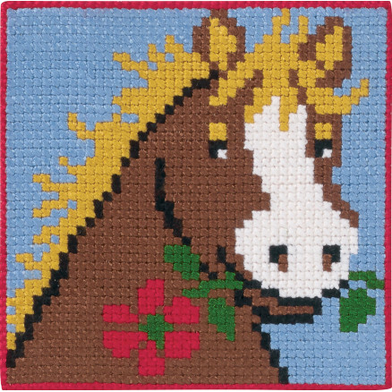 Permin Broderikit til Børn - Hest 25x25 cm på tilbud!