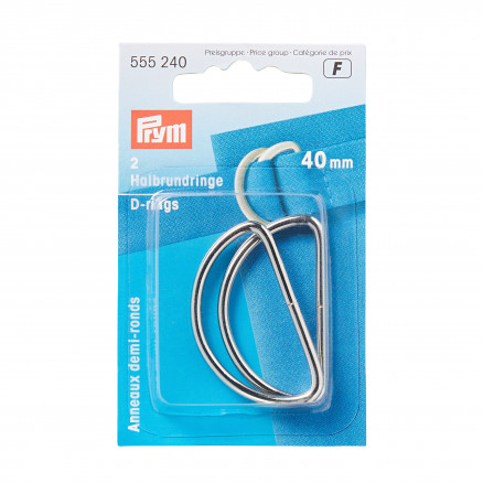 Prym D-ring i Stål Sølv 40mm - 2 stk til DIY projekter