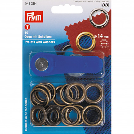 Prym Snøreringe i Antik Messing - 10 stk til DIY Projekter