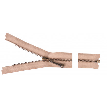 YKK Delbar Lynlås i Antik Messing - 25 cm Beige