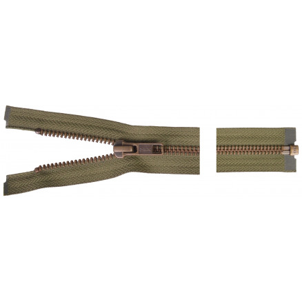 YKK Delbar Lynlås i Antik Messing - 40 cm Army