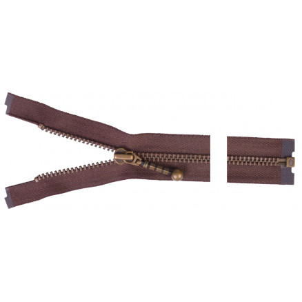 YKK Lynlås i Antik Messing - 55 cm, 4 mm, Brun
