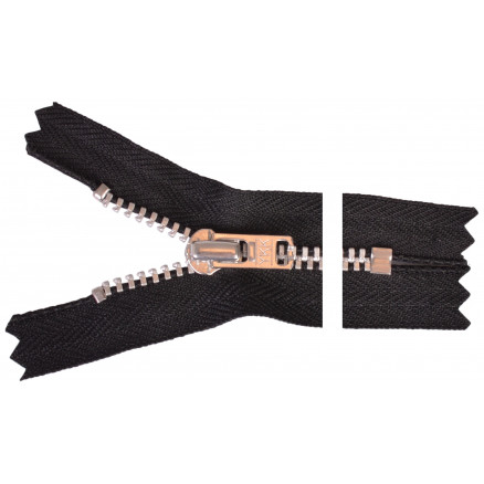 YKK Aluminium Lynlås 15 cm - Sort, 4 mm Tykkelse
