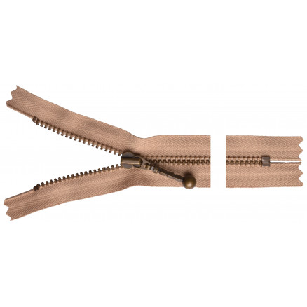 YKK Lynlås i Antik Messing 12cm - Beige 4mm