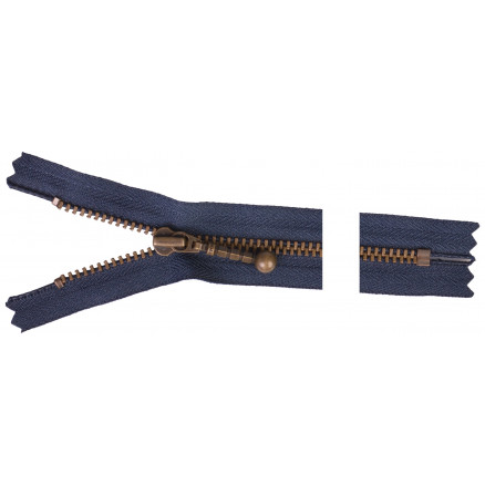 YKK Lynlås i Antik Messing 15cm - Marine Farve