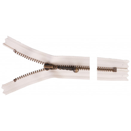 YKK Lynlås i Antik Messing - 15 cm Naturfarvet