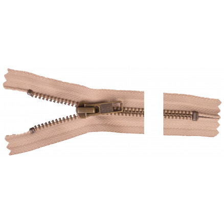 YKK Lynlås i Antik Messing 18 cm - Beige 6 mm