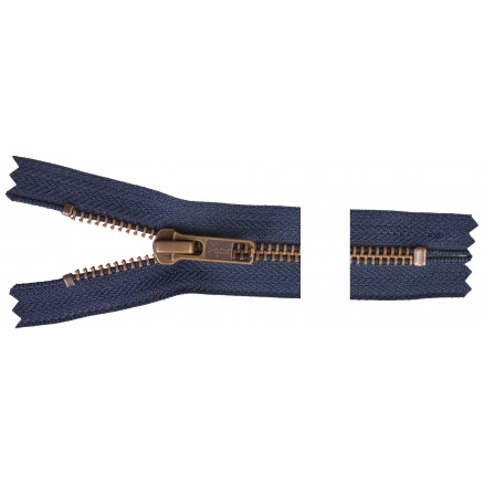YKK Lynlås i Antik Messing 18 cm - Marine Farve