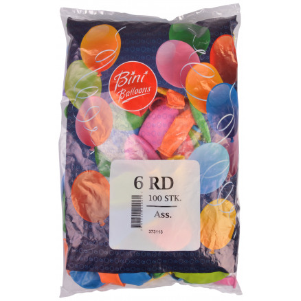 Bini Balloons Balloner Ass. farver Ø19cm - 100 stk