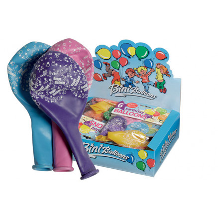 Bini Balloons Balloner Happy Birthday Ass. farver Ø29cm - 6 stk