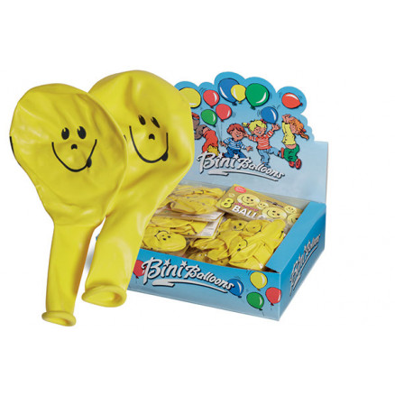 Bini Balloons Balloner Smiley Gul Ø26cm - 8 stk