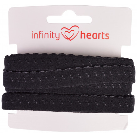 Infinity Hearts Foldeelastik Blonde 22/11mm 030 Sort - 5m