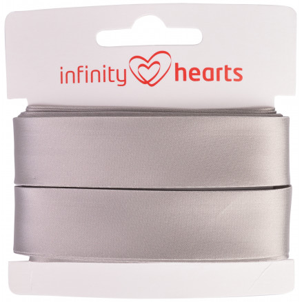 Infinity Hearts Satinbånd Dobbeltsidet 15mm 017 Grå - 5m