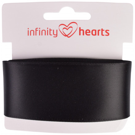 Infinity Hearts Satinbånd Dobbeltsidet 38mm 030 Sort - 5m