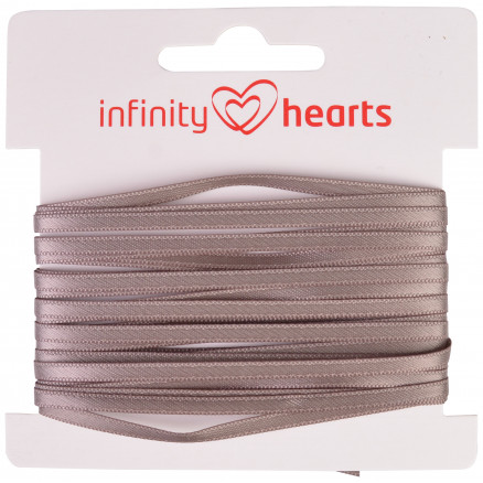 Infinity Hearts Satinbånd Dobbeltsidet 3mm 017 Grå - 5m