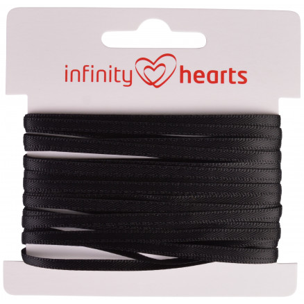 Infinity Hearts Satinbånd Dobbeltsidet 3mm 030 Sort - 5m