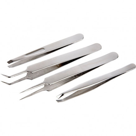 Pincet - sortiment, L: 9-12 cm, 4stk.