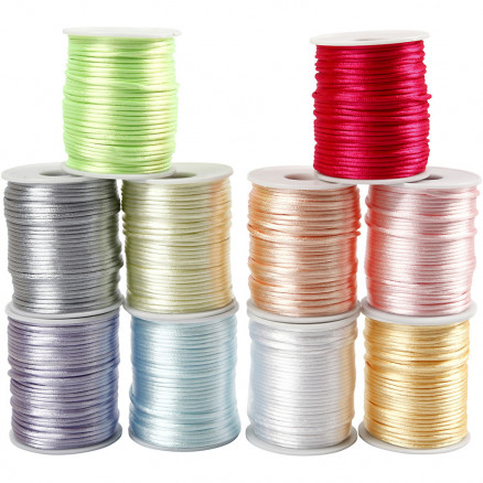 Satinsnor Pastelfarver 2mm 50m - 10 stk