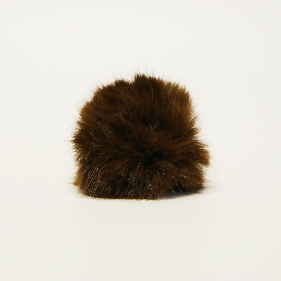 Pompon, poly-akryl, 80 mm, mørkebrun