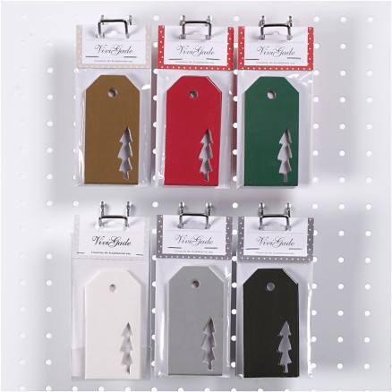 Manilamærker, juletræ, str. 5x10 cm, 300 g, 6x10 pk./ 1 pk.