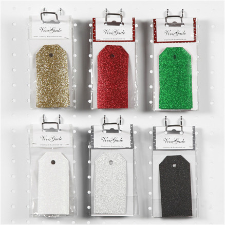 Manilamærker, str. 5x10 cm, glitter, 300 g, 6x10 pk./ 1 pk.