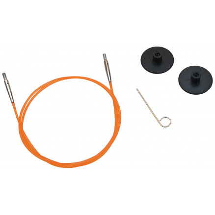 KnitPro Wire / Kabel til Udskiftelige Rundpinde 56cm (Bliver 80cm inkl. pinde) Orange