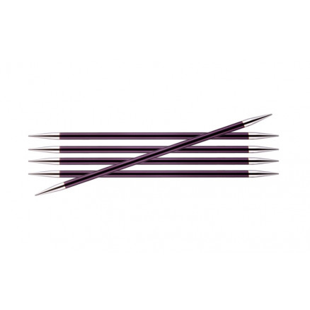 KnitPro Zing Strømpepinde Aluminium 20cm 6,00mm / 7.9in US10 Purple Velvet