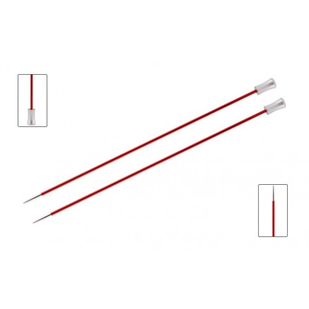 KnitPro Zing Strikkepinde / Jumperpinde Aluminium 35cm 2,50mm / 13.8in US1½ Garnet