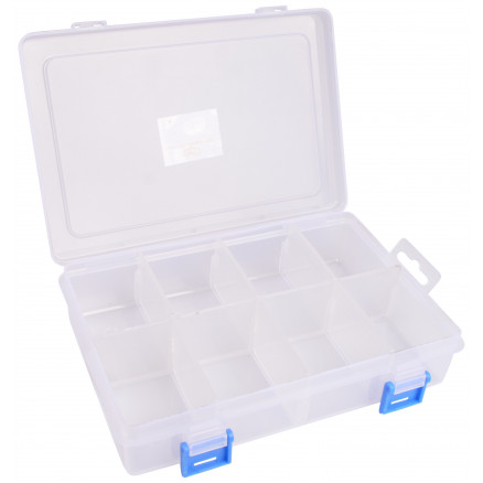 Infinity Hearts Plastboks til knapper og tilbehør Transparent 20,5x14,5cm - 8 rum