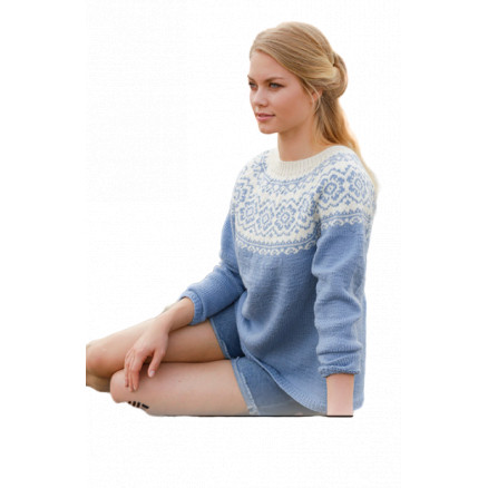 Periwinkle by DROPS Design - Bluse Strikkeopskrift str. S - XXXL