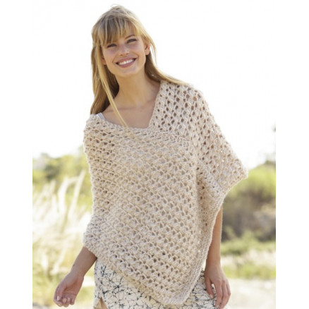 Creme Caramel by DROPS Design - Poncho Strikkeopskrift str. S/M - XXL/XXXL