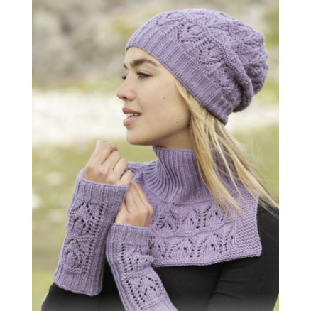 Sweet Verbena by DROPS Design - Sæt med Hue, Hals og Pulsvarmere Strikkeopskrift str. S/M - M/L