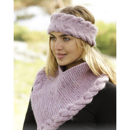 Braided Warmth by DROPS Design - Pandebånd og Hals Strikkeopskrift S/M - M/L