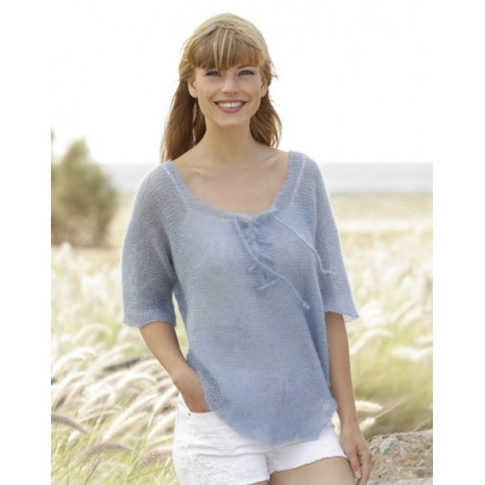 Blue Mist by DROPS Design - Bluse Strikkeopskrift str. S - XXXL