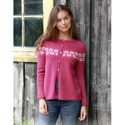Daisy Delight Cardigan by DROPS Design - Jakke Strikkeopskrift str. S - XXXL