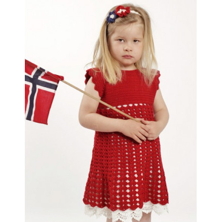 Princess Matilde by DROPS Design - Kjole og Hårbånd Hækleopskrift str. 2 år - 9/10 år
