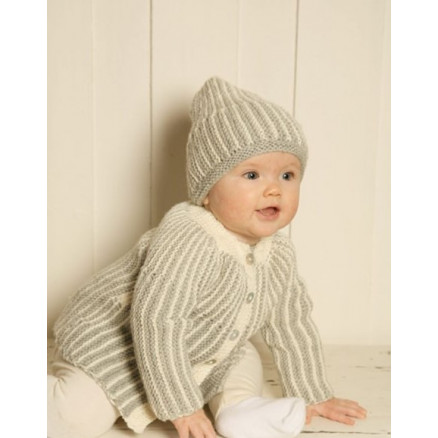 Retstrikket Jakke og Hue by DROPS Design - Jakke og Hue Strikkeopskrift str. 1/3 mdr - 3/4 år