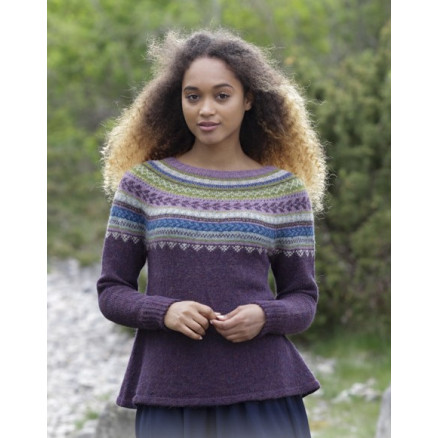 Blueberry Fizz by DROPS Design - Bluse og Hue Strikkeopskrift str. S - XXXL